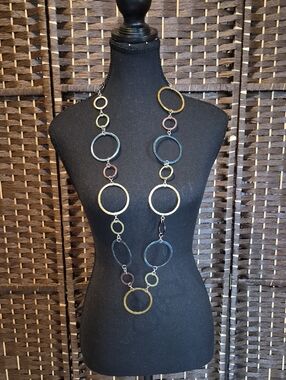 Joan Rivers Multicolored Link Hoop Necklace in Blue, Green, Gold